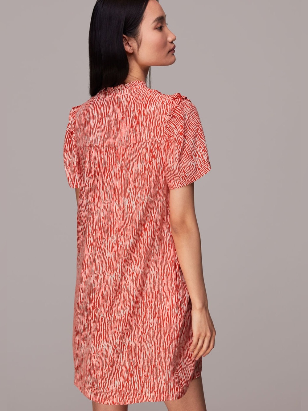 Whistles Red Rosalie Woodland Animal Button Down Shirt Dress Sz 6 Summer Travel - Picture 2 of 14